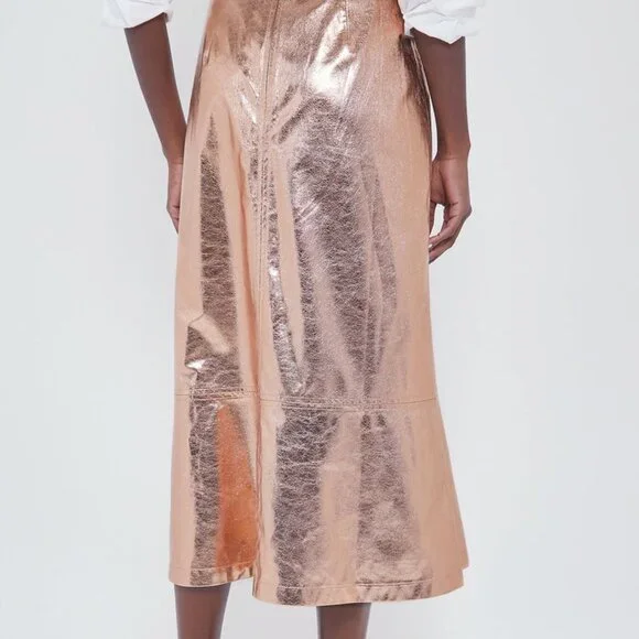 TUCKERNUCK X INDIA HICKS Gold Metallic London Skirt Size 12 - Picture 2 of 5